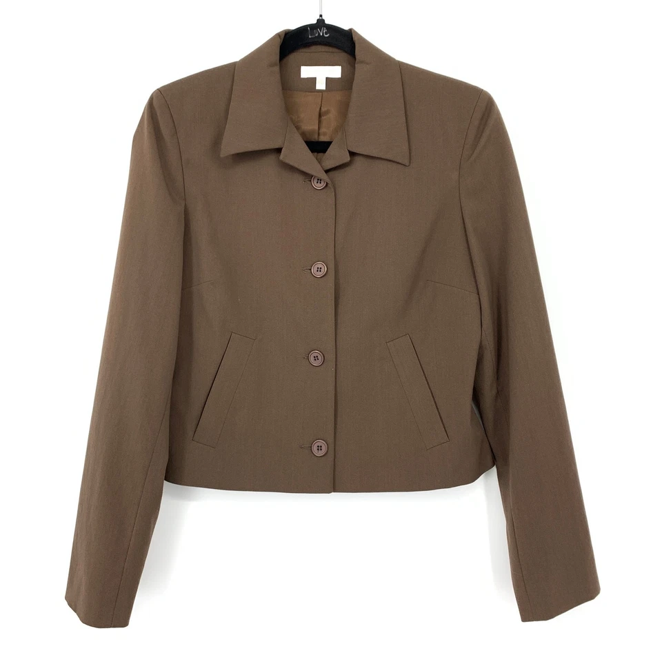 Conjunto Traje Pantalón Kookai Mujer Talla 38/40 US M Marrón Pierna Recta Pantalones + Chaqueta Corta Foto 2 de 4