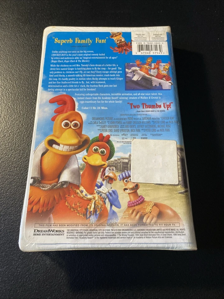New Sealed! Chicken Run VHS 2000 Video Tape DreamWorks Original Movie Clamshell - Image 2 of 4