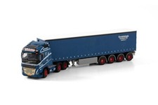 WSI Models Volvo Vindelsbaek; Volvo Fh5 Globetrotter 6x2 Twin Steer Curtainside Trailer 4 Axle 1:50 01-3946