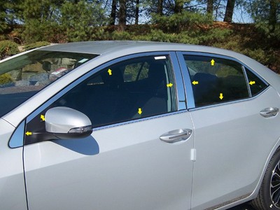 FITS TOYOTA COROLLA 2014-2019 POLISHED STAINLESS CHROME WINDOW PACKAGE 18PCS