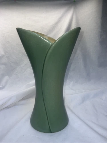 Vintage Green Red Wing Pottery Vase MCM #1625 10.5"