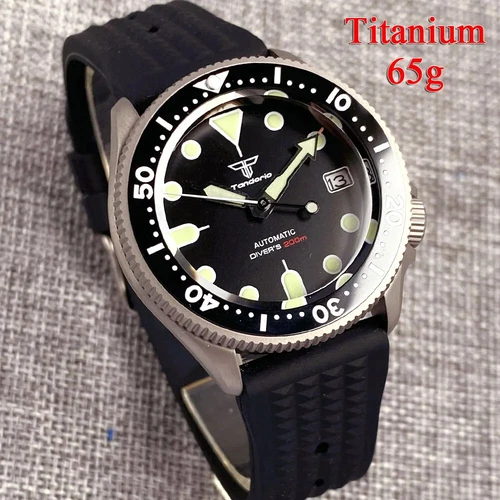 Titanium Case 37mm Tandorio NH35A Sapphire Glass Luminous 200M Diver Automatic