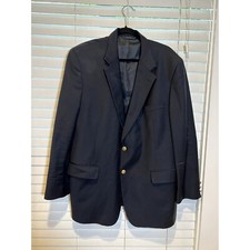 Brooks Brothers BrooksEase Navy Blue Wool Blazer Gold Buttons 45 RG Made in USA