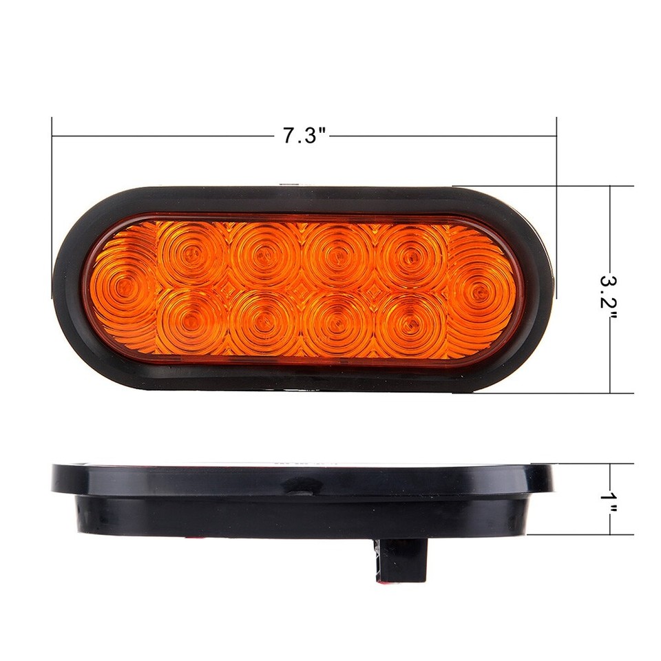Kit Di 2 Luci Led Ovali Ambra Da 6 Pollici Per Rimorchio E Camper - Stop, Frecce E Luci Di Posizione Impermeabili IP67