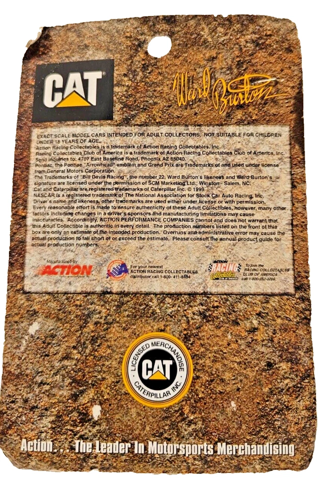 Action Cat Ward Burton #22 NASCAR, 1.64 Scale Stock Car Limited Edition - Image 2 of 4