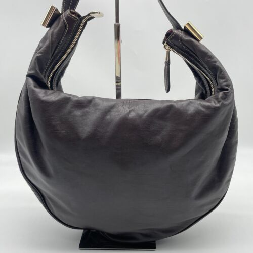 Gucci Hobo Bolso de Hombro Bolso de Mano Cresta Logo Cinta Cuero Marrón 181492 Auténtico - Imagen 5 de 24