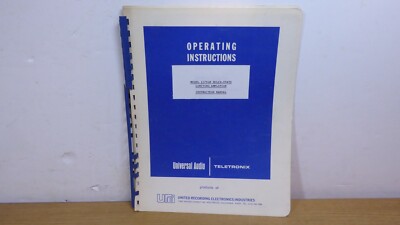 Universal Audio 1176LN Owners Manuals Very Rare 