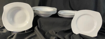 Porzellan-Teller-Set 8-teilig weiß Suppen- (Ø 23 cm) und Dessertteller (Ø 20 cm)