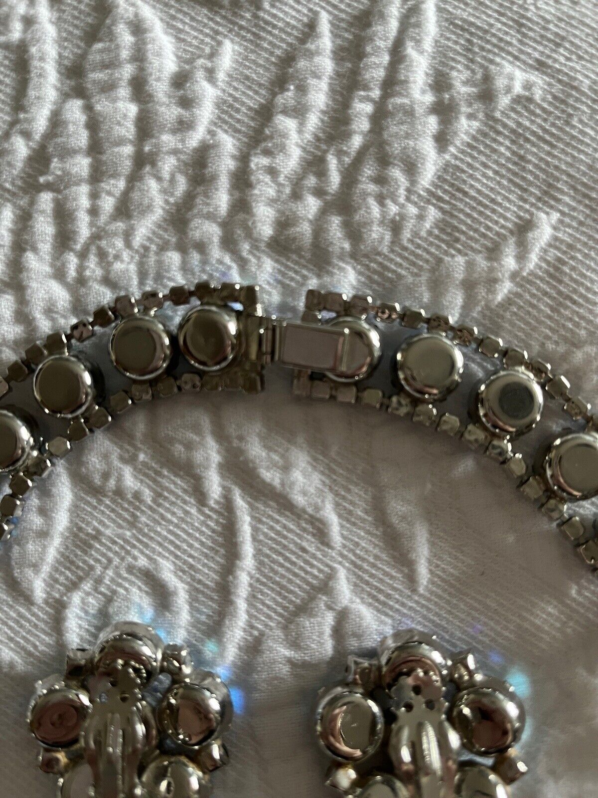 Vintage Silver Tone Blue AB Rhinestone Necklace, … - image 8