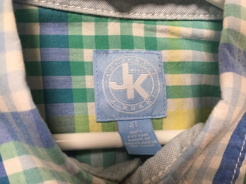 Boys Dress Shirt Size 4T Blue Green Yellow White Plaid Checks J Khaki 167 - Picture 2 of 6