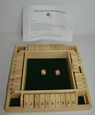 Hey Play Shut The Box Game-Classic 10 Number Wooden Set with Dice
