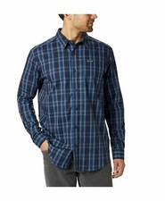 New Columbia Men's Size Small Blue Vapor Ridge III Plaid Button Down Shirt