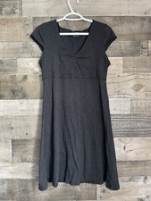Horny Toad Dress Women's Size M Dark Gray Striped Cap Sleeve Stretchy Work