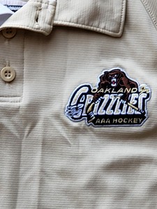Men's Oakland Grizzlies AAA Hockey 77 beige tan polo shirt
