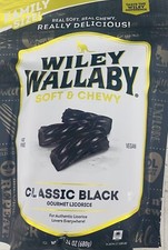 Wiley Wallaby FAMILY SIZE Soft & Chewy CLASSIC BLACK Gourmet Licorice 24 Oz Bag
