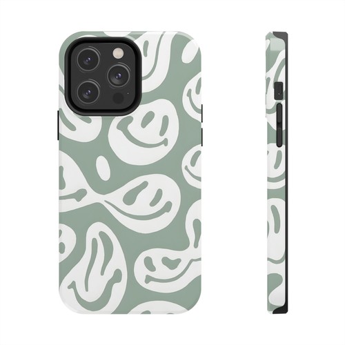 Abstract Smiley Faces Green Tough Phone Case | Aesthetic - 第 36/108 張圖片
