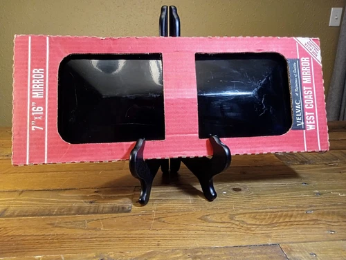 VELVAC West Coast V-Back Vtg. Standard Mirror Head Blk 708001, 7" x 16" NOS NIB