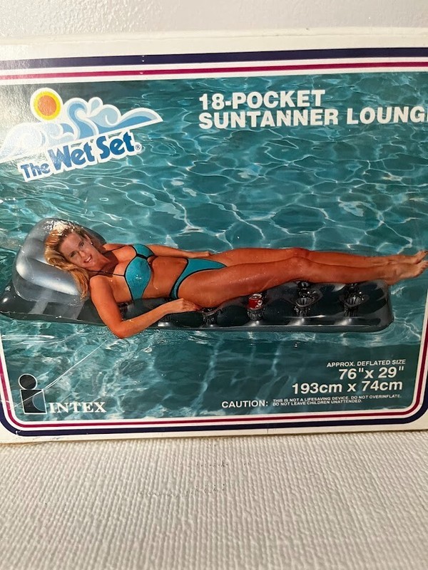 Vintage Intex Wet Set Inflatable 18-Pocket Suntanner Lounge Pool 76x29 1985