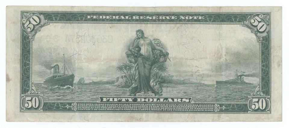 1914 $50 BEAUTIFUL *PHILADELPHIA, PA* LARGE Size Federal Reserve Note! - Image 2 of 2