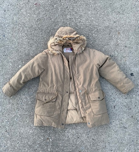 Vintage 70s SCHOTT NYC Et Plume Goose Down Parka Coat W/ Fur Trim Fits US 14