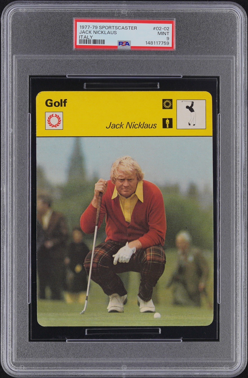 Sportscaster 1977-79 Jack Nicklaus Rookie Card PSA 9 MINT #02-02 GRADED Golf RC view 3