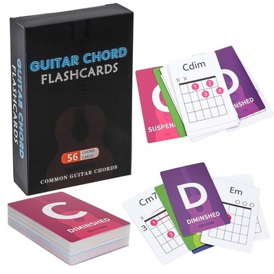 Guitar Chords Flash Cards, 56 Guitar Note Theory Cards- The Major and Minor S...