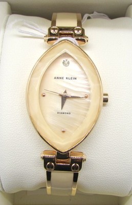 NEW Anne Klein Rose Gold & Blush Diamond Detail Oval Women's Wrist Watch