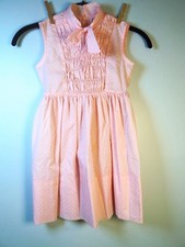 Vintage Poll Flinders Hand Smocked Pink w/White Polka Dot Dress Girls SZ 6
