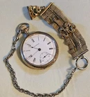 Antique Waltham Pocket Watch Set Victorian Mesh Ribbon Fob Monogrammed Wax Seal