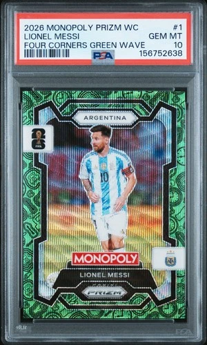 2026 PANINI PRIZM MONOPOLY FIFA WORLD CUP #1 LIONEL MESSI PSA 10