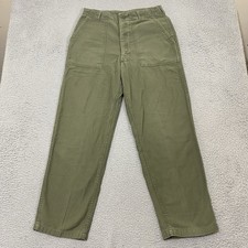 Vtg Army Utility Trousers Mens 34x31 Green OG-107 Sateen 70's Measure 31x29