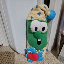 Veggie Tales Works Larry Cucumber Pajamas Singing Light Up Plush 10" 2001 Used