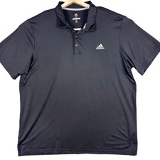 Adidas Golf Polo Shirt Mens 2XL Black Solid Stretch Performance Preppy Casual