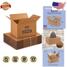 Durable 25 Count Medium Boxes 16x10x6" ECT-32 Kraft Cardboard Shipping Packaging