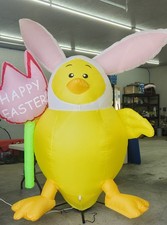 Gemmy 8 ft Lighted Airblown Inflatable Chick with Bunny Ears Easter Yard Decor