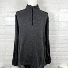 Straight Down Sweater Mens XL Heather Gray Rib-Knit Golf Quarter Zip Performance