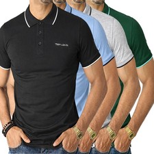 Image of Teddy Smith Mens Cotton Polo Shirt Tipping Pique Short Sleeve Regular Fit Top