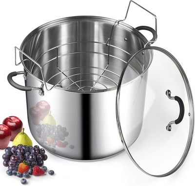 24 Quart Water Bath Canner in  Stainless Steel - Heat Efficient & Safe