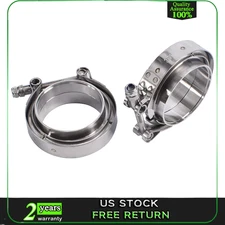 3 Inch V Band Clamp 2 Pack with Male Female Flange Stainless Steel for Downpipe