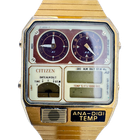 Vintage 31.5mm Citizen 30-5324 Ana Digi Temp Men's Wristwatch Japan Gold Tone