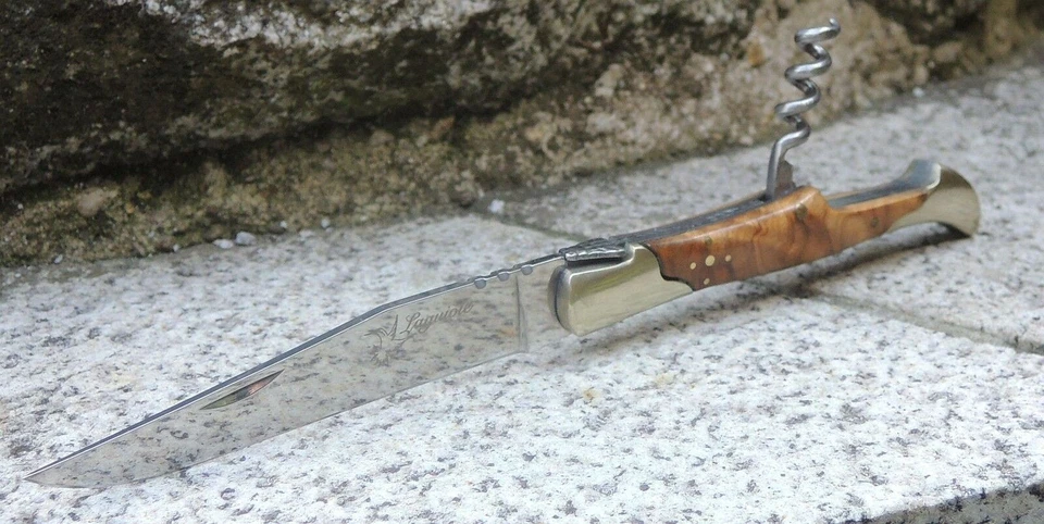 Laguiole Messer Brotzeitmesser Taschenmesser Korkenzieher Olivenholz Griff