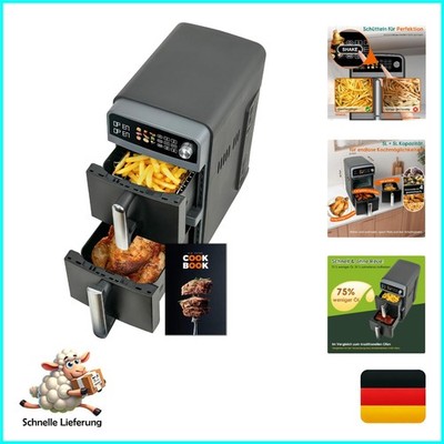 Biutiviita 10L Double Stack XL Airfryer Heißluftfritteuse 2400W 2 Kammern, Pr...