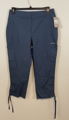 New Eddie Bauer skylar capri pants Womens Sz Large Stretch cargo gorpcore Blue