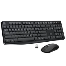 Wireless Keyboard and Mouse Combo, Lovaky 2.4G Full-Sized Ergonomic , 3 DPI