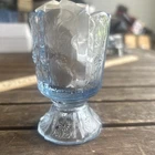 Fenton Transparent Blue Glass Paneled Daisy Toothpick Votive Holder VTG Candle