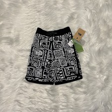 NEW QUIKSILVER Boys Everyday Scallop Size 4 Boardshort Swim Trunk Black White