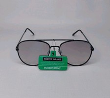 Foster Grant Modern Mens' Black Metal Aviator Sunglasses