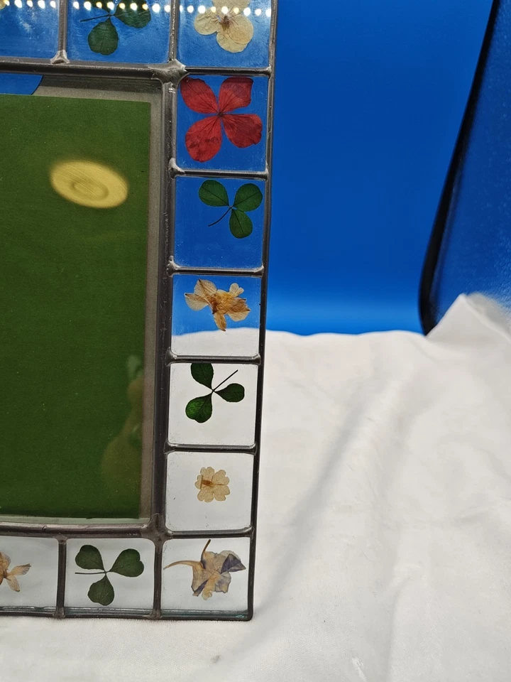 Marco de fotos de vitral plateado ornamentado flores secas 8x10 horizontal o vertical Foto 4 de 4