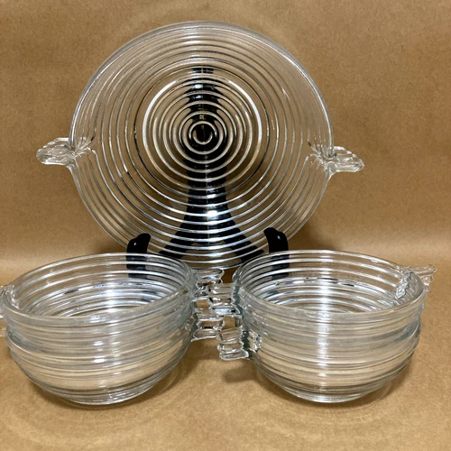 Vintage Anchor Hocking Manhattan Berry Bowl Set Ribbed Sides 1938?