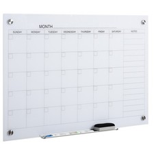 35"x23" Dry Erase Wall Calendar Glass Whiteboard Monthly Planner for Homeschool